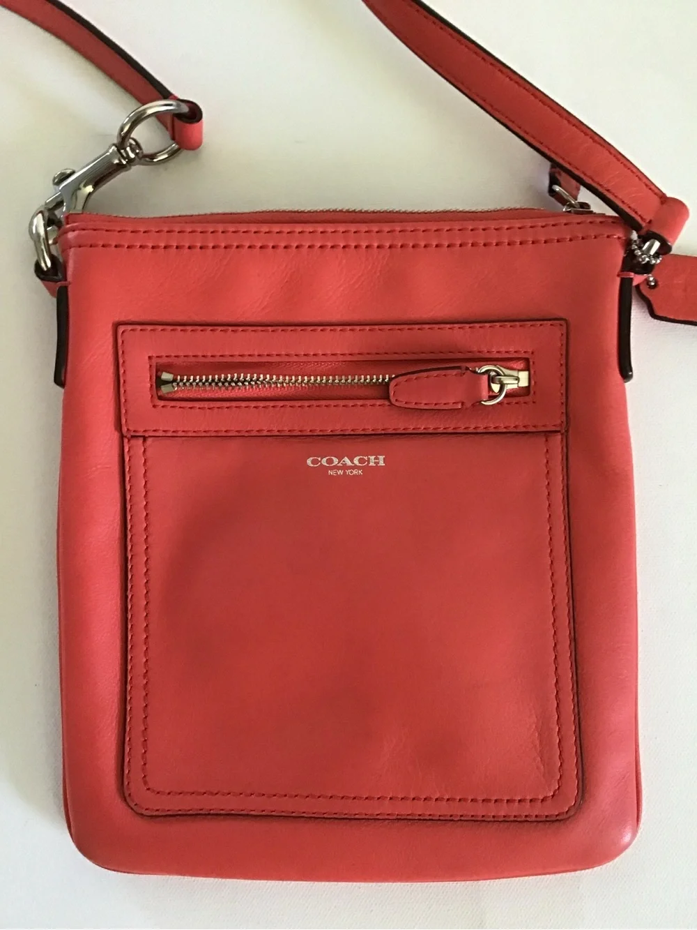 Coach Coral Leather Swingpack Crossbody Bag | Slim Zip Crossbody Purse